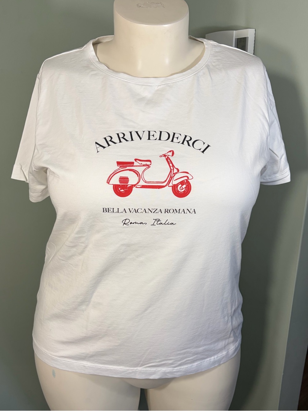 99. Contemporaine by Simons White Graphic Tee with Red Scooter